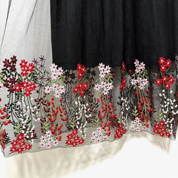 Forever 21 Midi Dress Embroidered Floral Sheer w/ Slip Black Short Sleeve sz 1X - Picture 4 of 8